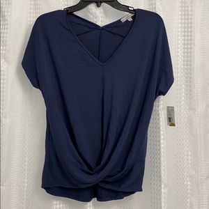 Gray/Blue V-Neck Blouse